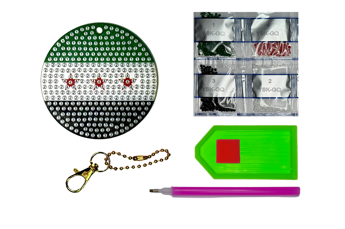 Free Syria Flag Acrylic Keychain - Diamond Art Kit